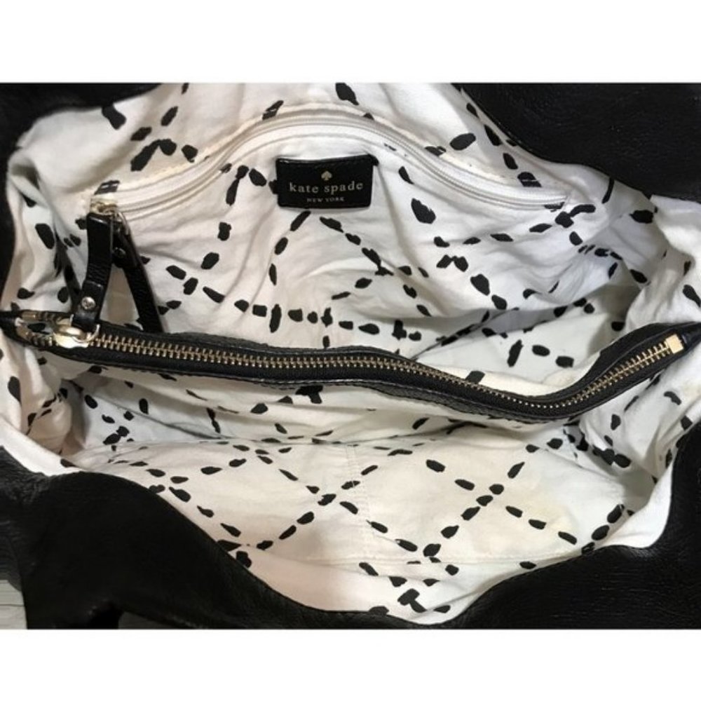 Vintage Kate Spade Tote Bag Grant Park Black Leather Shoulder Bag Satchel Purse - Picture 7 of 7